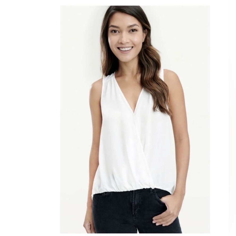 Splendid Surplice Silk Blouse in Ivory | Size XS work top